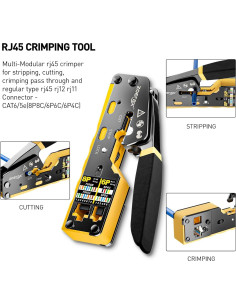 Kit de Crimpado RJ45 ZOERAX 8 en 1 con 50 Conectores Cat6 2