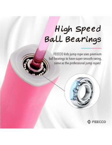 Cuerda de Salto FEECCO Zillica Ajustable para Niños Rosa