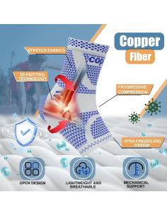 Soporte de Tobillo de Cobre Lonsiton - Compresión Unisex Azul S 2