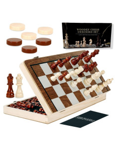 Juego de Ajedrez Magnético de Madera Kiapeak 39.37 cm Plegable