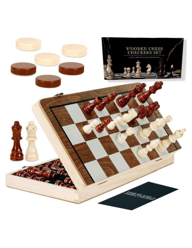 Juego de Ajedrez Magnético de Madera Kiapeak 39.37 cm Plegable