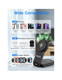 Estación de Carga 3 en 1 OUNAIDE para iPhone, Apple Watch y AirPods 2