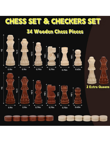 Juego de Ajedrez Magnético de Madera Kiapeak 39.37 cm Plegable