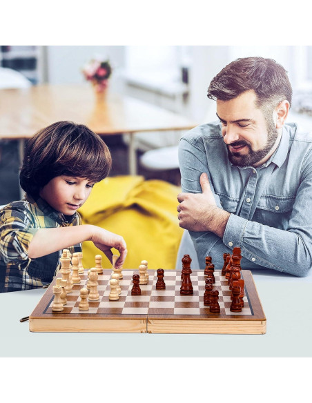 Juego de Ajedrez Magnético de Madera Kiapeak 39.37 cm Plegable