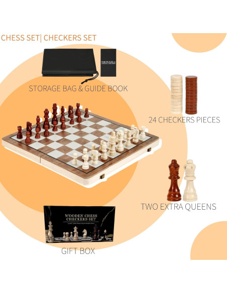 Juego de Ajedrez Magnético de Madera Kiapeak 39.37 cm Plegable