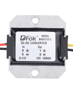 Convertidor Elevador DC 5V a 12V DROK 1A 12W Impermeable 2