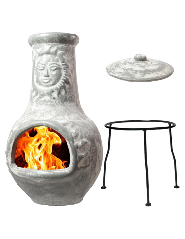 Chimenea Exterior Wiosi Mediana de Arcilla Gris 41.91 cm