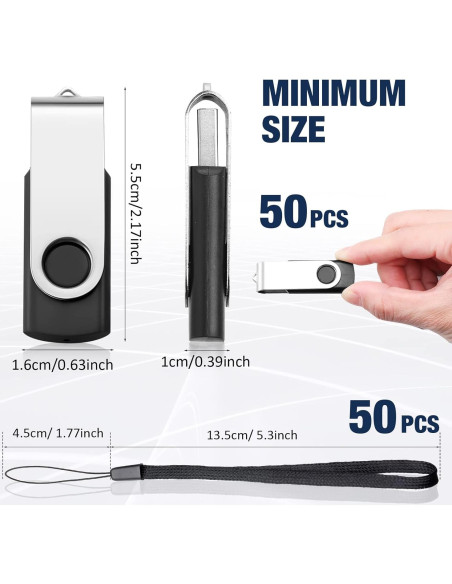 Paquete de 50 Unidades USB 2.0 Aoriher 2GB con Cuerdas