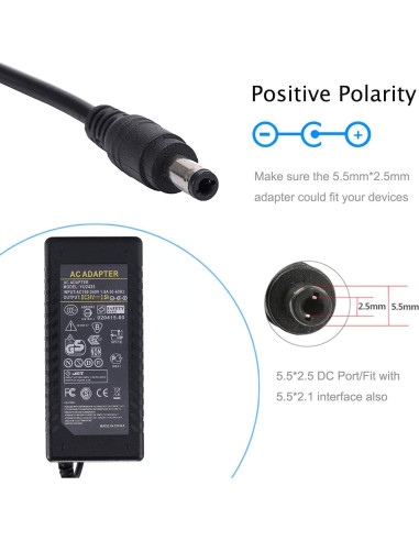 Fuente de Poder 24V 2.5A COOLM Adaptador AC DC 60W 5.5x2.5mm