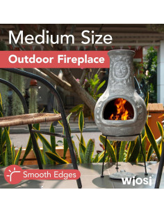 Chimenea Exterior Wiosi Mediana de Arcilla Gris 41.91 cm 2