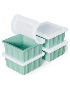 Bandeja de Congelador de Silicona GGOW 2 Tazas con Tapa - 4 Piezas