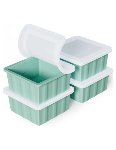 Bandeja de Congelador de Silicona GGOW 2 Tazas con Tapa - 4 Piezas