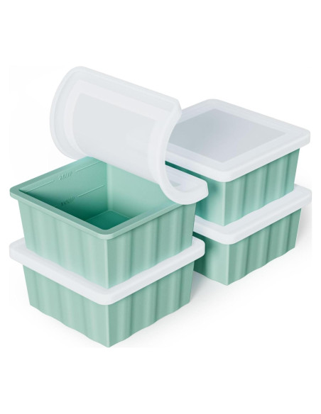 Bandeja de Congelador de Silicona GGOW 2 Tazas con Tapa - 4 Piezas