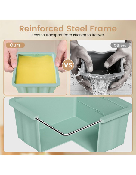 Bandeja de Congelador de Silicona GGOW 2 Tazas con Tapa - 4 Piezas