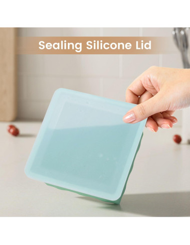 Bandeja de Congelador de Silicona GGOW 2 Tazas con Tapa - 4 Piezas