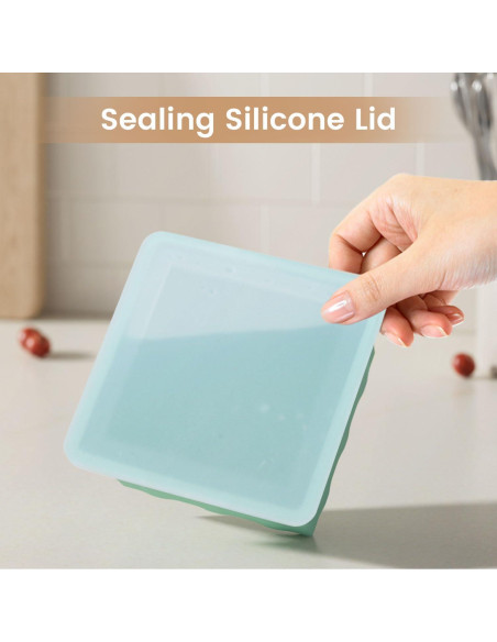 Bandeja de Congelador de Silicona GGOW 2 Tazas con Tapa - 4 Piezas