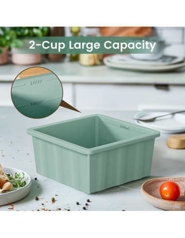 Bandeja de Congelador de Silicona GGOW 2 Tazas con Tapa - 4 Piezas