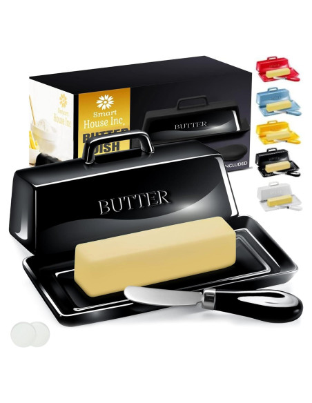 Juego de Plato de Mantequilla Cerámica Smart House Negro