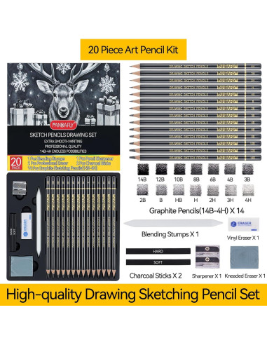 Set de Lápices de Dibujo Profesional PANDAFLY 20 Piezas