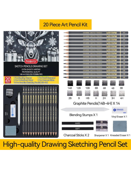 Set de Lápices de Dibujo Profesional PANDAFLY 20 Piezas
