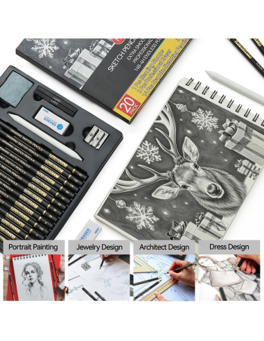 Set de Lápices de Dibujo Profesional PANDAFLY 20 Piezas