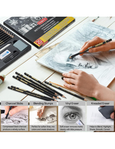 Set de Lápices de Dibujo Profesional PANDAFLY 20 Piezas