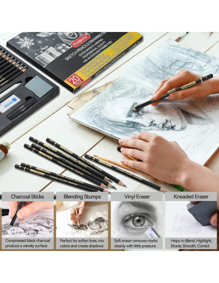 Set de Lápices de Dibujo Profesional PANDAFLY 20 Piezas