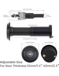 Mirilla de Puerta HOJLKLD de Latón Negro 200 Grados 16 mm 2