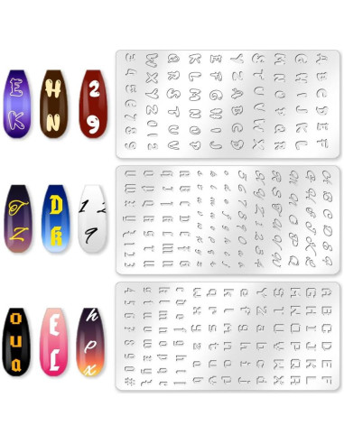 Plantillas de Estampado de Uñas Beinkmake - 3 Piezas, Acero Inoxidable