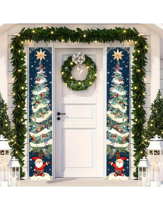 Banderas Colgantes Navidad BlissYard 180x30cm Árbol y Santa 2