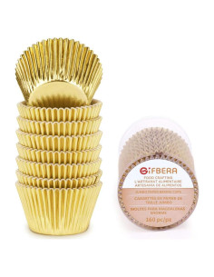 Forros para Cupcakes Jumbo GiFBERA Dorado 160 Unidades 5.5cm
