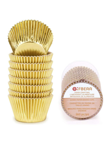 Forros para Cupcakes Jumbo GiFBERA Dorado 160 Unidades 5.5cm