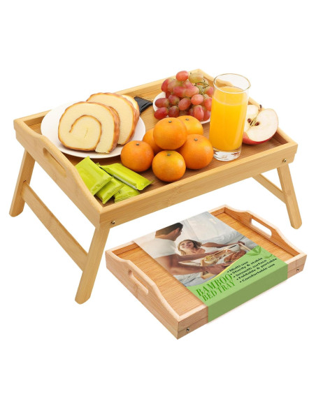 Bandeja de Cama Plegable TOPULORS de Bambú 39.9x29.9 cm