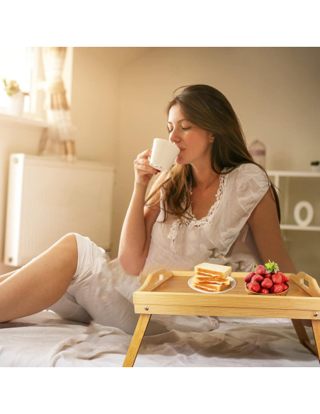 Bandeja de Cama Plegable TOPULORS de Bambú 39.9x29.9 cm