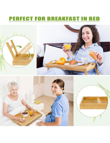 Bandeja de Cama Plegable TOPULORS de Bambú 39.9x29.9 cm