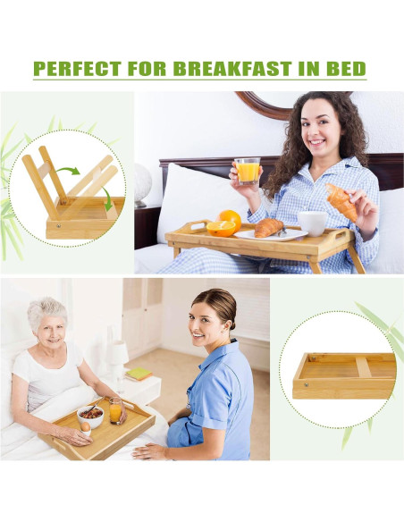 Bandeja de Cama Plegable TOPULORS de Bambú 39.9x29.9 cm