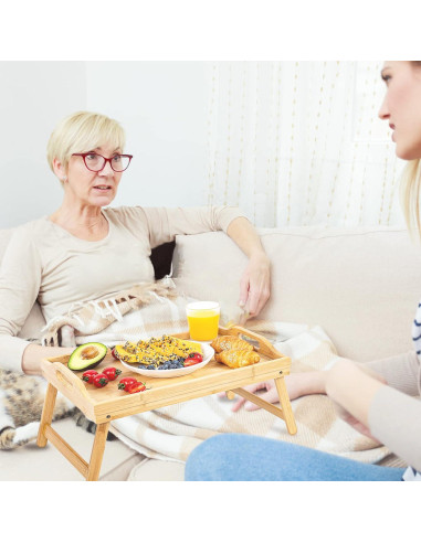 Bandeja de Cama Plegable TOPULORS de Bambú 39.9x29.9 cm