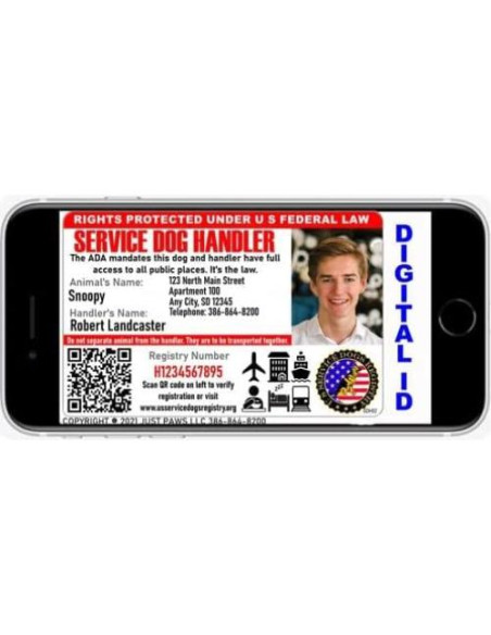 Tarjeta de Identificación de Perro de Servicio Just 4 Paws - Personalizada