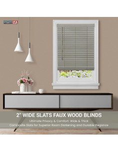 Persianas Sin Cable PowerSellerUSA 58x162 cm Madera Sintética Gris 2
