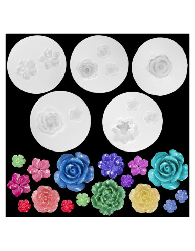 Molde de Silicona para Resina de Flores PAGOW 5 Piezas