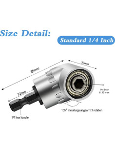 Adaptador de Taladro de Ángulo Recto YFLY 105 1/4" Hexagonal 2
