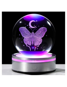 Esfera de Cristal 3D Mariposa con Luna 8cm Arikyrist