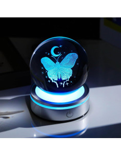 Esfera de Cristal 3D Mariposa con Luna 8cm Arikyrist 2