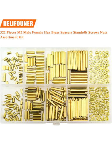 Kit de 322 Piezas Separadores, Tornillos y Tuercas Latón M2