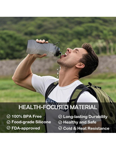 Botella de Agua Plegable Paspring 580ml Silicona Antifugas Negra