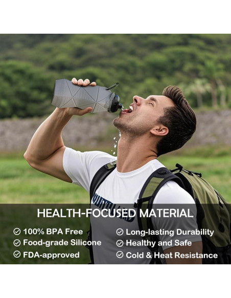 Botella de Agua Plegable Paspring 580ml Silicona Antifugas Negra