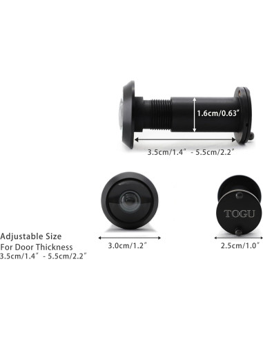 Visor de Puerta TOGU TG3016YG-BC Latón Macizo 220 Grados