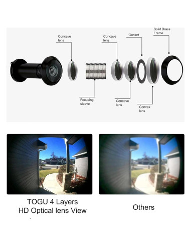 Visor de Puerta TOGU TG3016YG-BC Latón Macizo 220 Grados