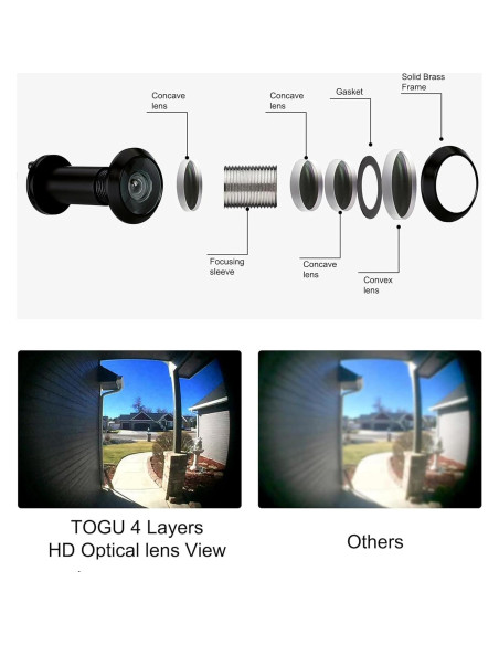 Visor de Puerta TOGU TG3016YG-BC Latón Macizo 220 Grados