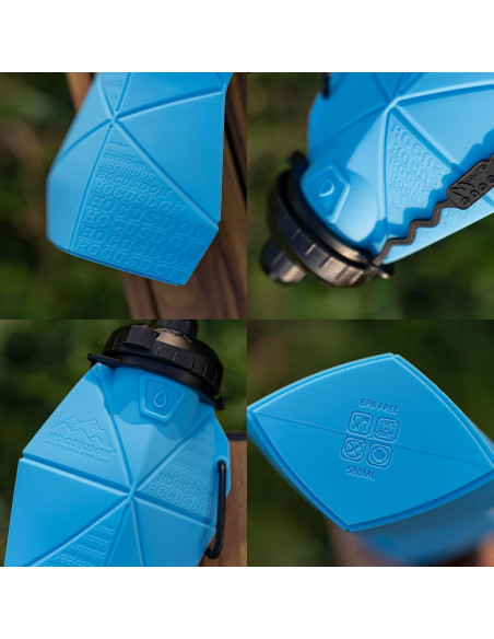 Botella de Agua Plegable Paspring 580ml Silicona Antifugas Negra